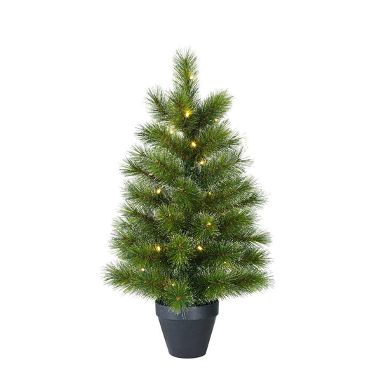 Glendon Künstlicher Weihnachtsbaum im Topf mit 30 LED-Lichtern – H90 x Ø51 cm – Grün - HOLE-X-WORLD