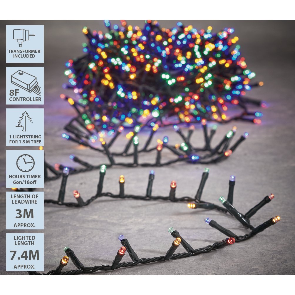 Schlangen-Weihnachtsbaumbeleuchtung mit 370 LED-Lichtern – L740 cm – Mehrfarbig