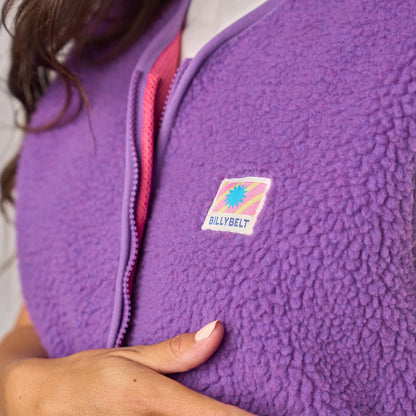 Ärmellose Damen-Sherpa-Weste mit Reißverschluss - Violett