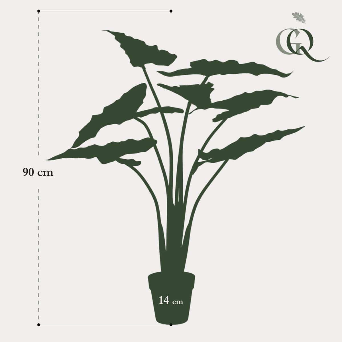 Künstliche Pflanze - Alocasia Frydek - Elefantenohr - 90 cm - HOLE-X-WORLD