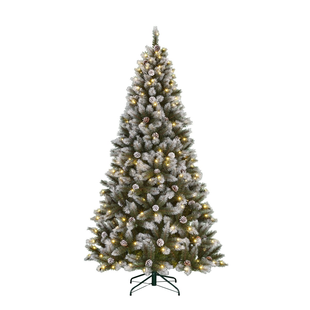 Pittsfield Künstlicher Weihnachtsbaum mit LED-Beleuchtung – H230 x Ø122 cm – Grün gefrostet - HOLE-X-WORLD