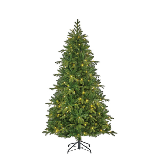 Brampton Künstlicher Weihnachtsbaum Slim mit LED-Beleuchtung – H215 x Ø125 cm – Grün - HOLE-X-WORLD