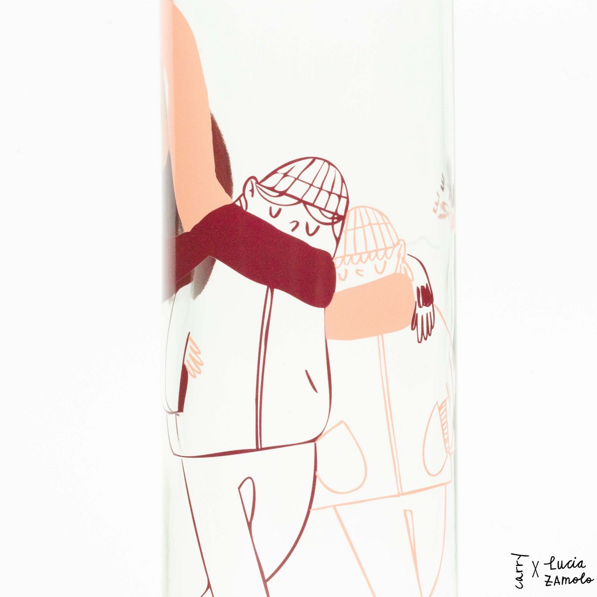 CARRY Bottle MORE AMORE RED 0,7 l Glasflasche- designed von der Künstlerin Lucia Zamolo