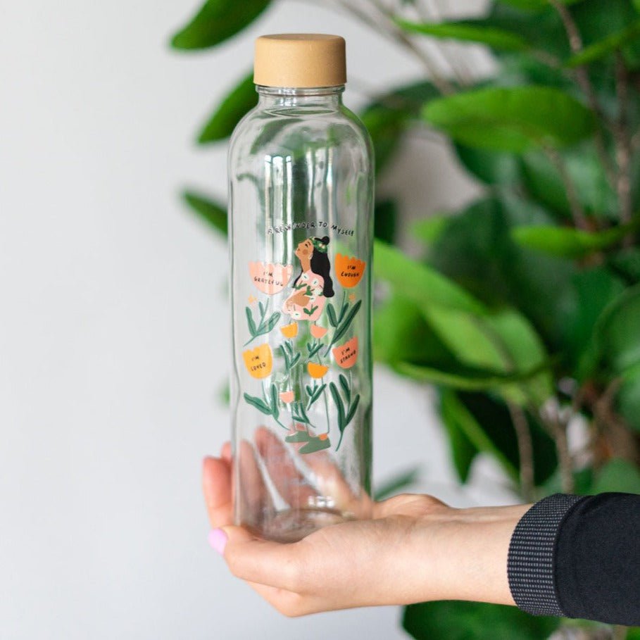 CARRY Bottle REMINDER TO MYSELF 0,7 l Glasflasche - immer genügend Wasser trinken