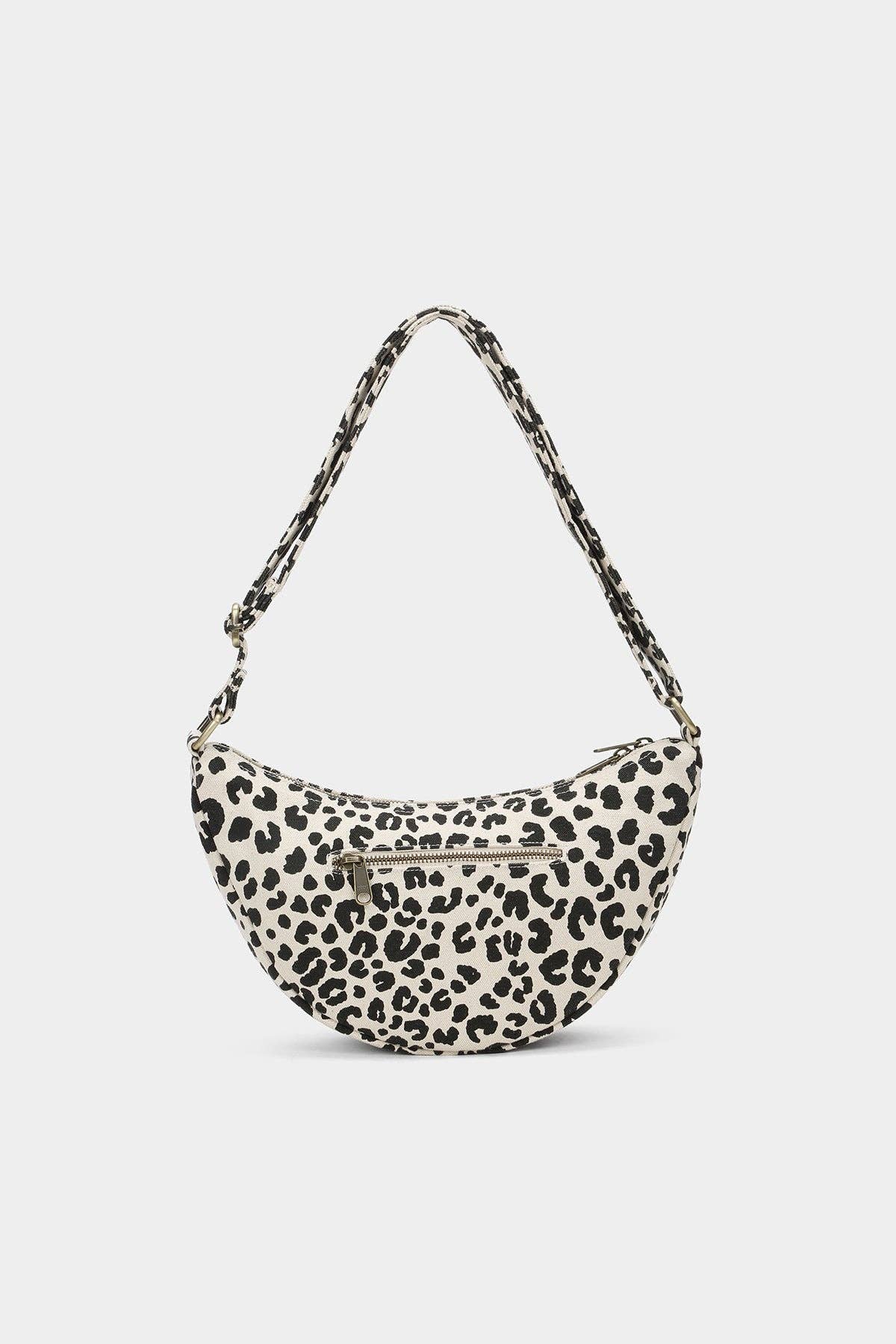 Halbmondtasche Andrea Leopard Ecru - Rückansicht