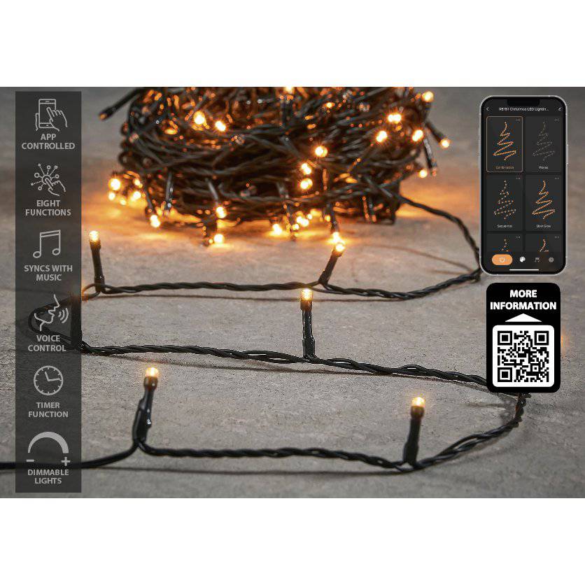 Luca Smart Lighting Weihnachtsbaumbeleuchtung mit 100 LED-Lichtern – L1000 cm – Warmweiß - HOLE-X-WORLD