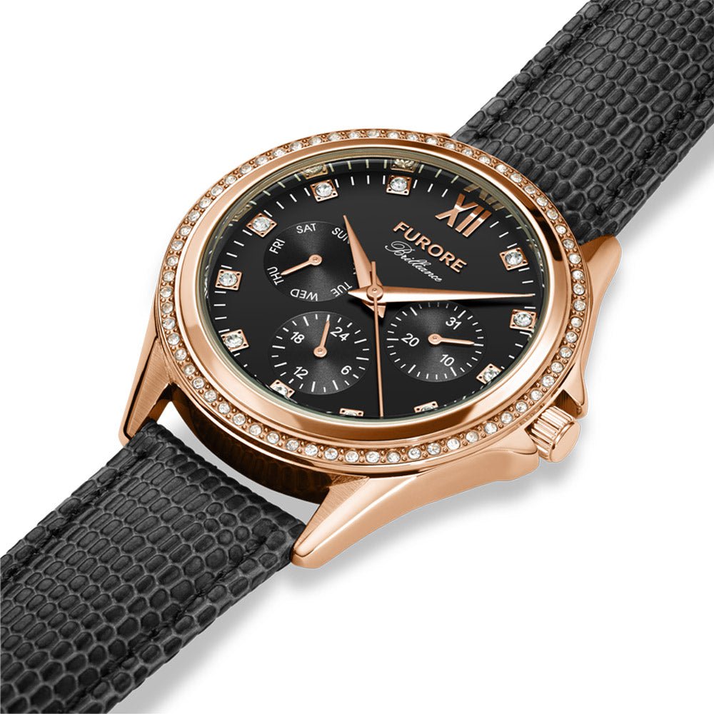 Exklusives Geschenkset: Brilliance Armbanduhr und passendes Roségold-Edelstahlarmband – Furore Kollektion