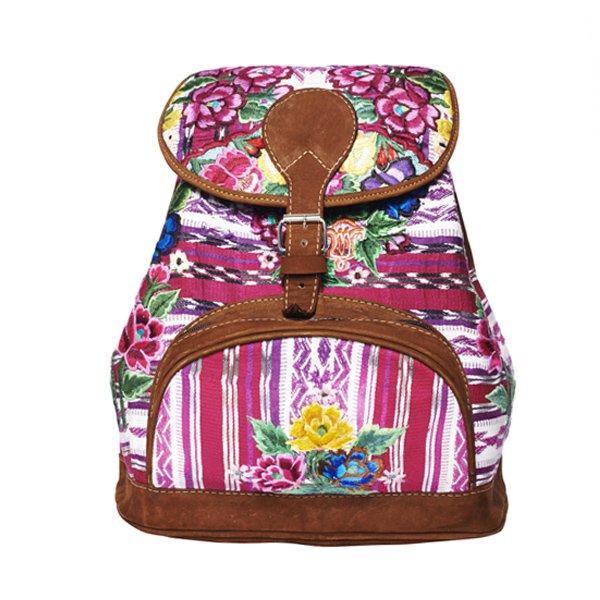 Rucksack im Ethno-Stil | Rosa Blumen