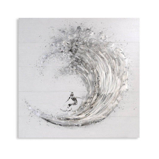 Bild "Surfer" weiß/grau/silber 100x100 - HOLE-X-WORLD