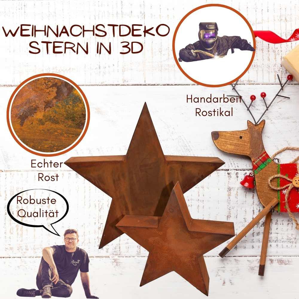 Christmas | Rost Stern in 3D | Weihnachtsdeko Stern aus Metall