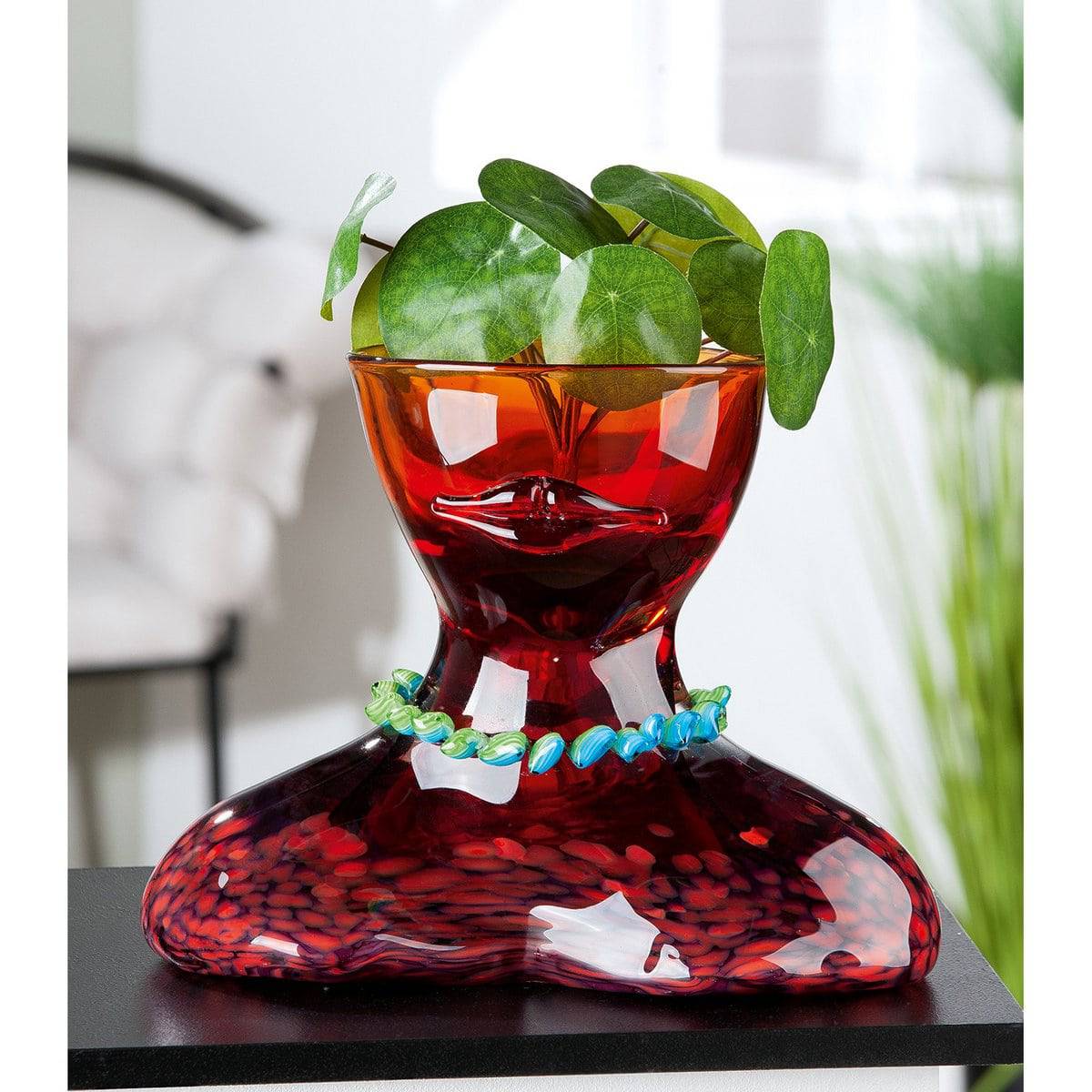 Schale, Vase, Glas Art SKINNY in rot - HOLE-X-WORLD