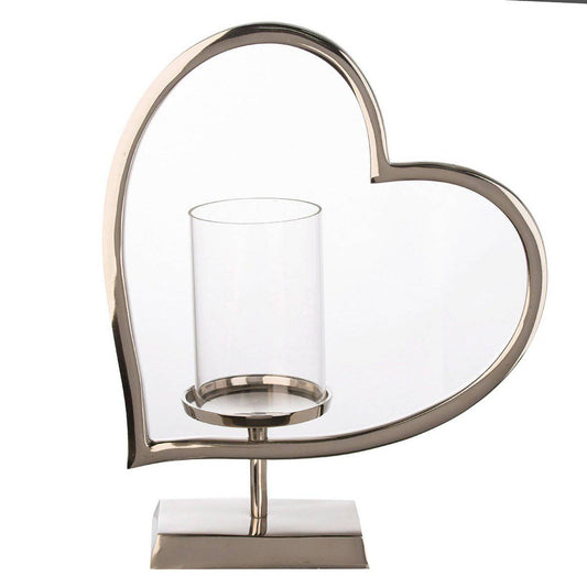 Aluminium/Glas Leuchter "Amor" silber,glänzend H.42cm - HOLE-X-WORLD