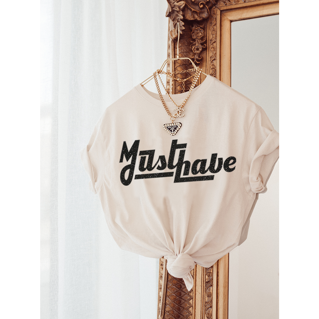 T-Shirt Musthave Black Glitter - Offwhite