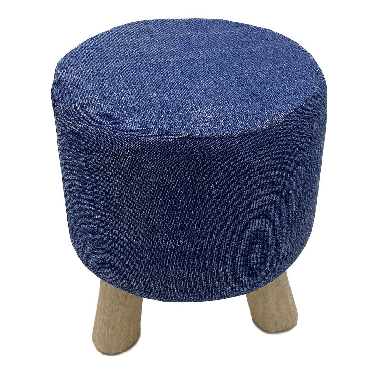 Hocker Stone Washed Ø 35 cm Höhe 45 cm Sitzhocker Pouf Schemel mit Holzfüßen aus Teakholz