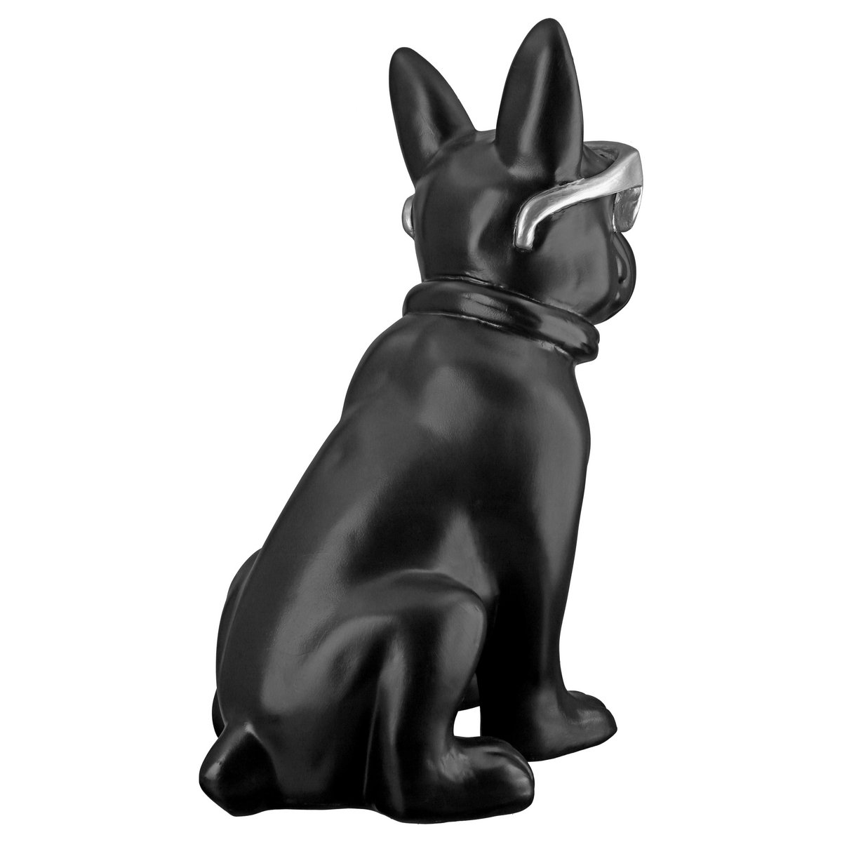 Skulptur, Figur, Objekt, Mops COOL DOG sitzend in schwarz aus Poly