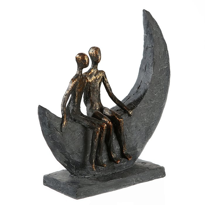 Poly Skulptur "Moon" bronzefarben