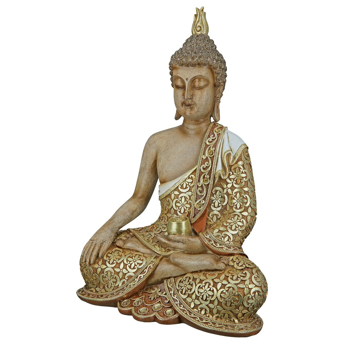 Skulptur, Figur, Buddha MANGALA in braun aus Poly