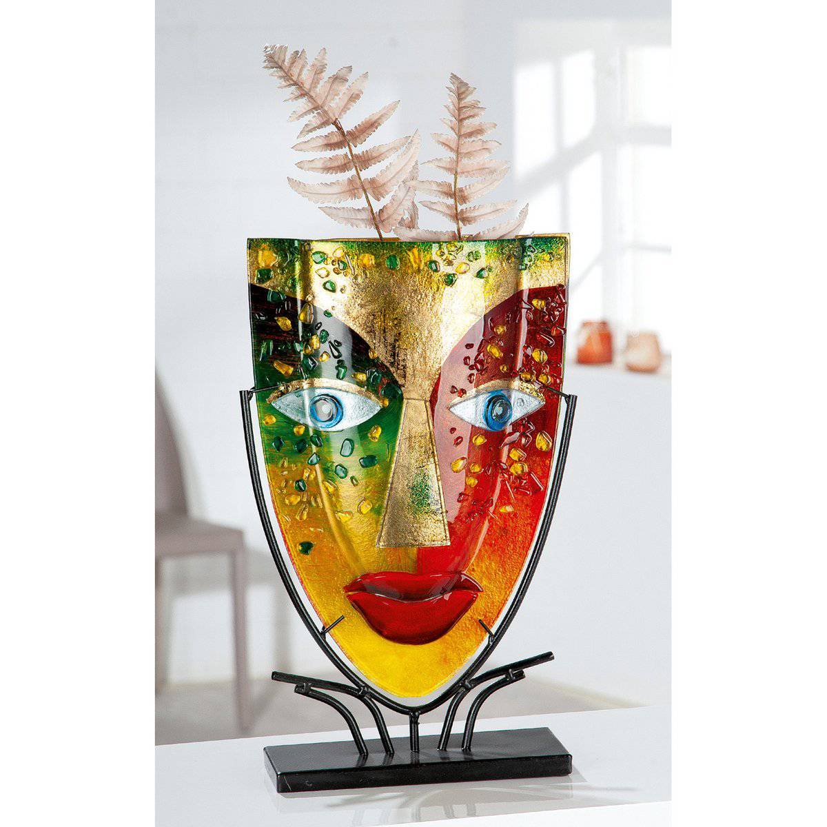 Glasart ovale Designvase Face "Blue Eye" - HOLE-X-WORLD