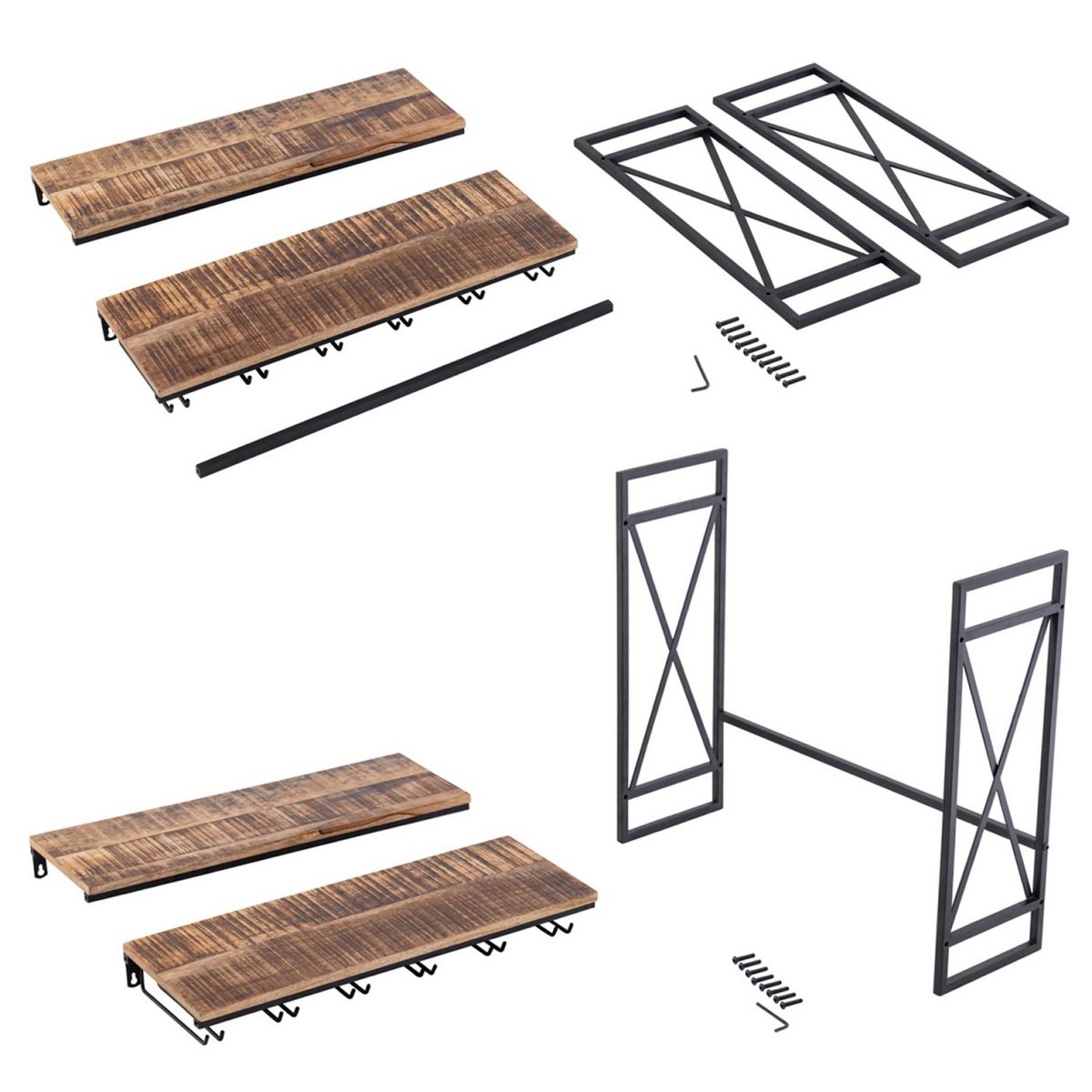 Weinregal Holz Hausbar Flaschenregal 60x45x25cm Rio Mangoholz Metall-Gestell