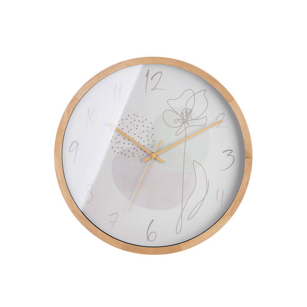 Wanduhr, Uhr ONE LINE FLOWER in Natur aus MDF - HOLE-X-WORLD