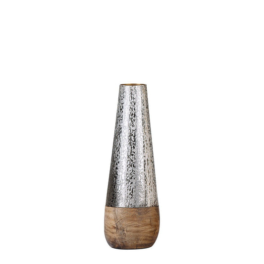 Vase, Blumenvase GALANA" aus Metall und Mango Holz, handgearbeitet