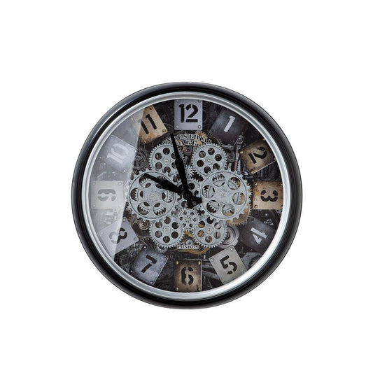 Metall/Glas Wanduhr "Steam" schwarz/silber/champagnefarben - HOLE-X-WORLD