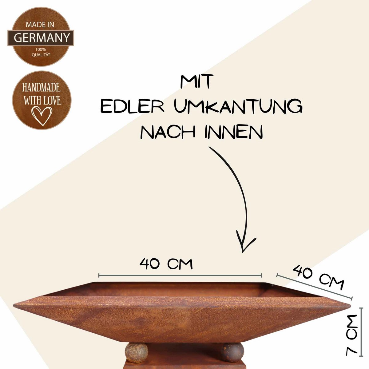 Pflanzsäule 85 cm mit verschiedenen Schalen | Gartendeko Säule Vintage Deko