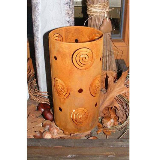 Rost Deko Windlicht Spirale | 22 cm x 10 cm | Edelrost Metalldeko Laterne - HOLE-X-WORLD