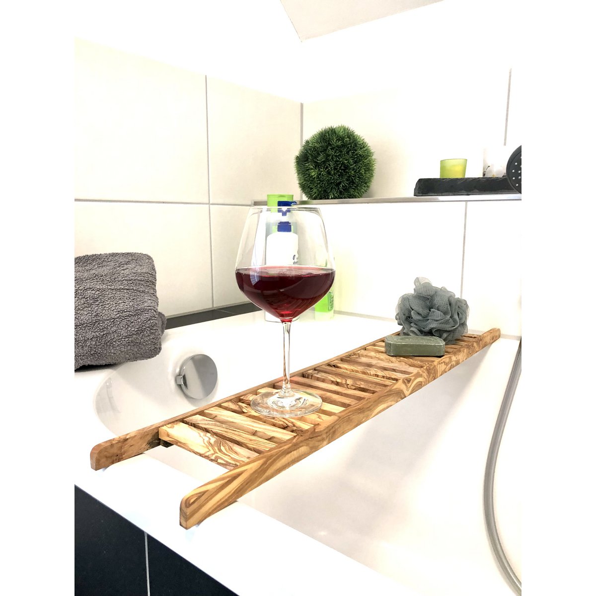 Badewannenablage LUXURY 75 cm aus Olivenholz