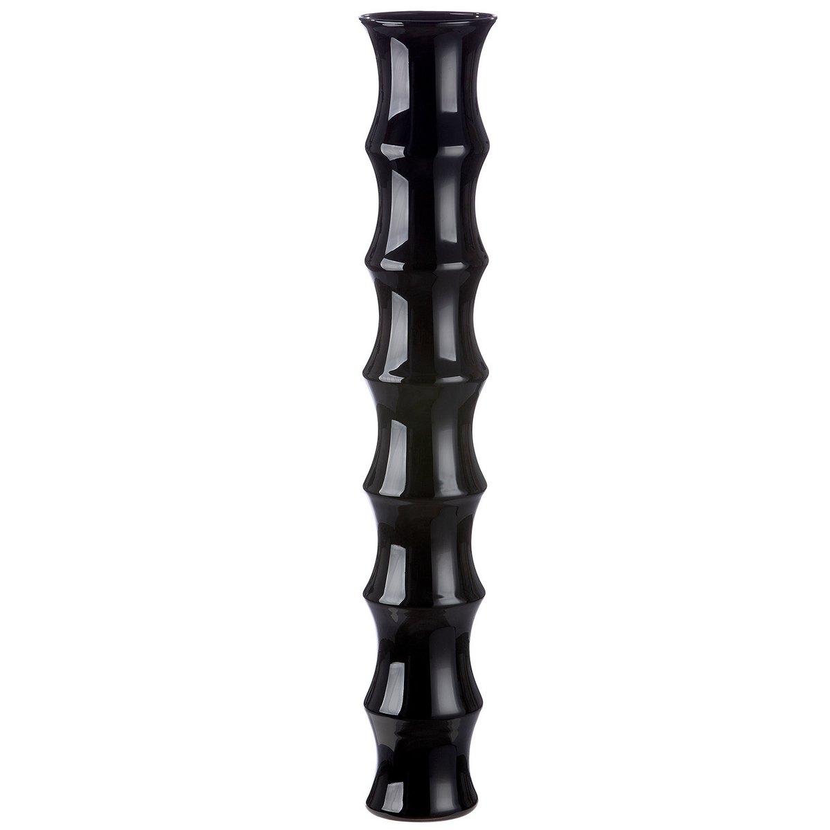 Vase, Bodenvase, Blumenvase BAMBOO in schwarz aus Glas - HOLE-X-WORLD