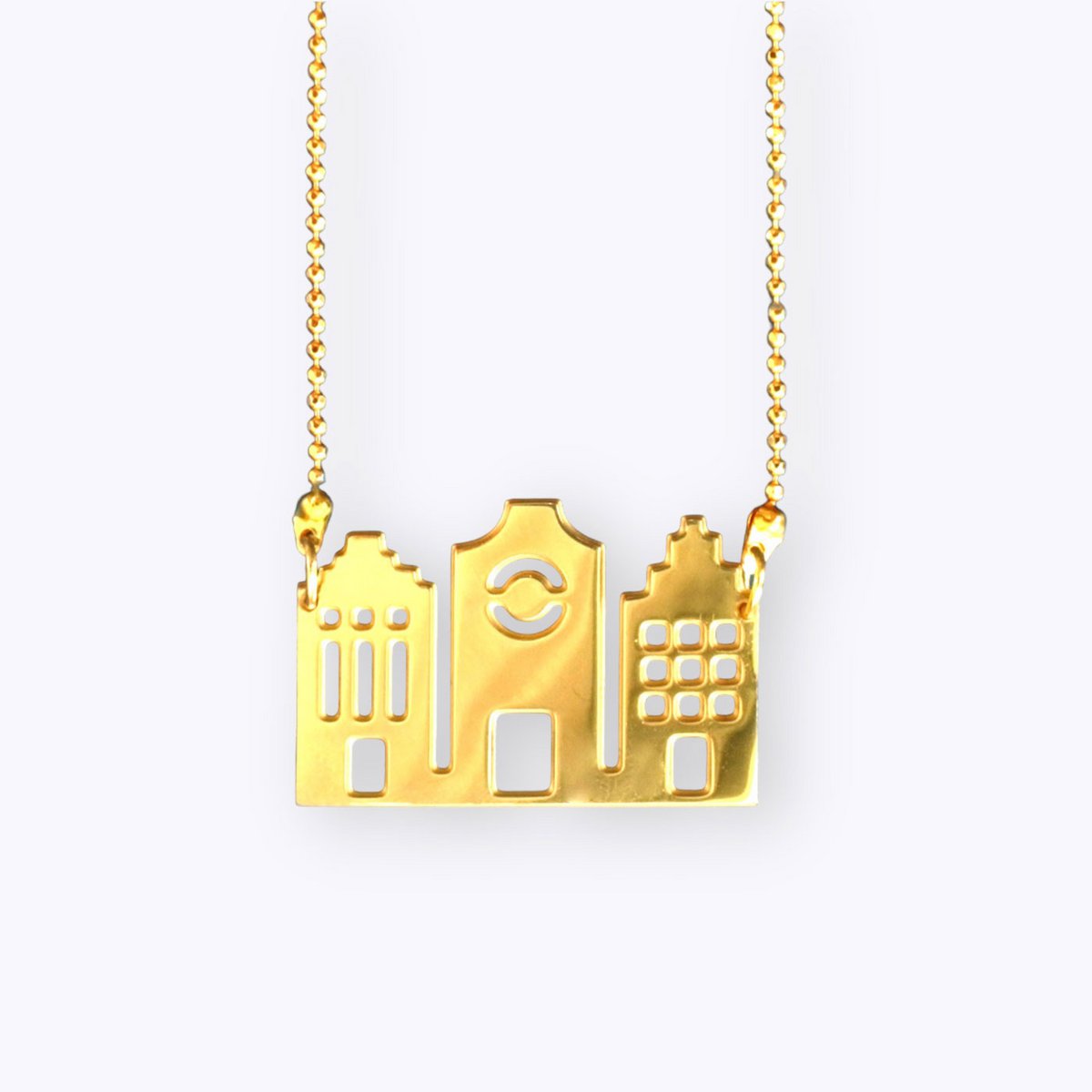 Halskette "Canal houses" aus Öko-Messing und 24K vergoldeten 925 Silber Kette