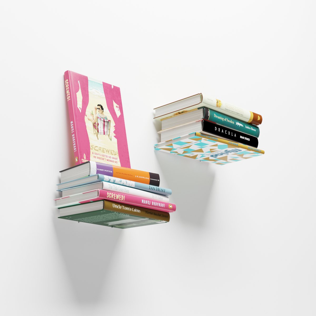 GORILLZ Casper - invisible - Floating - Hidden Bookshelf - White