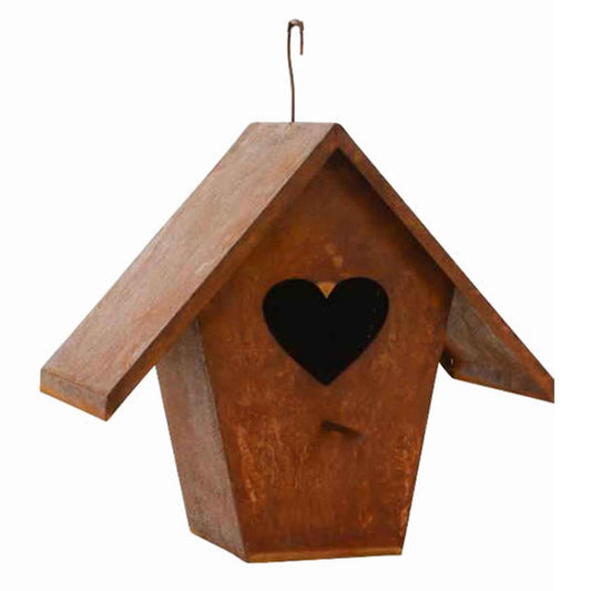 Vogelfutterhaus mit Herz | Gartendeko Rost Vogelhaus