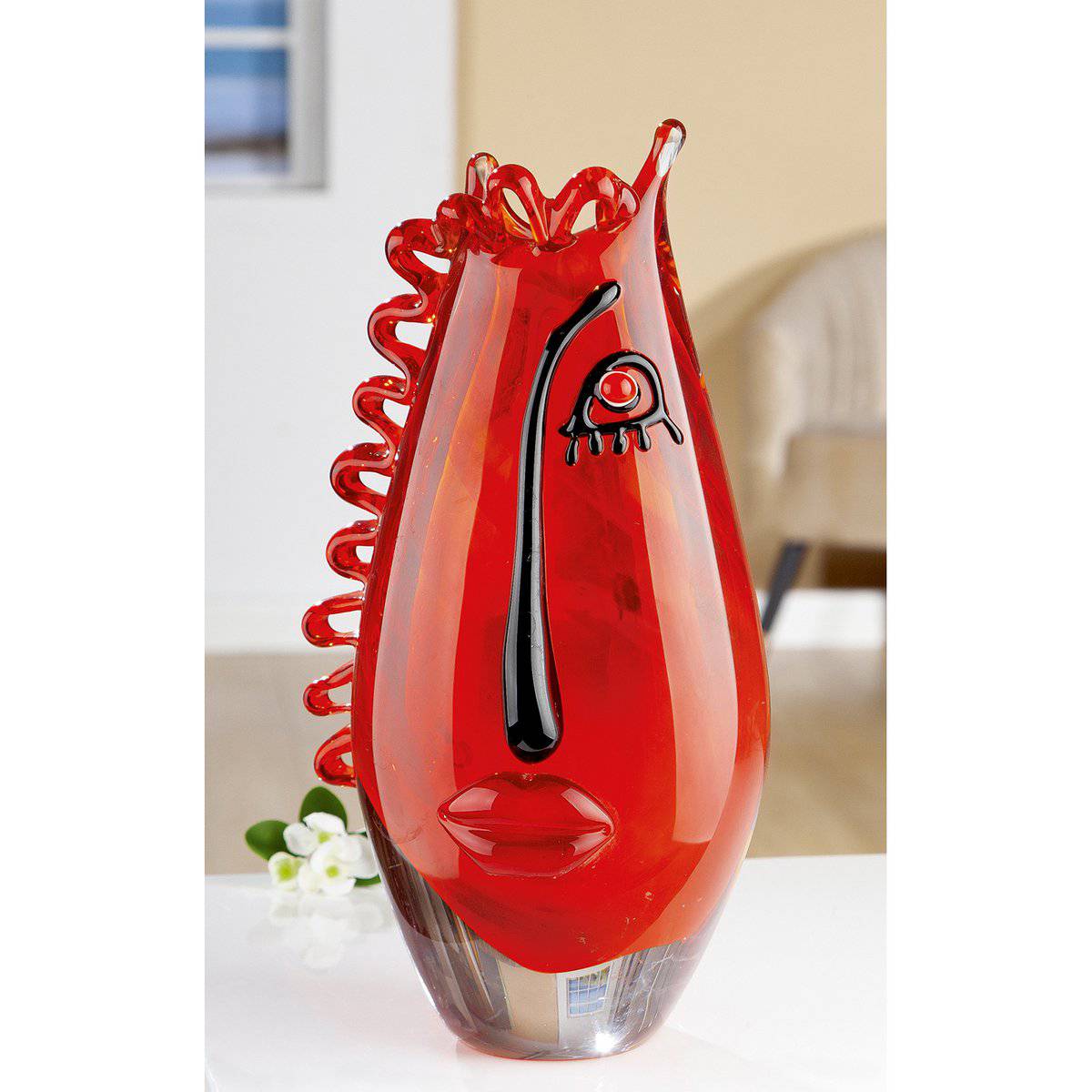 Glasart Designvase Clear Red Vista - HOLE-X-WORLD