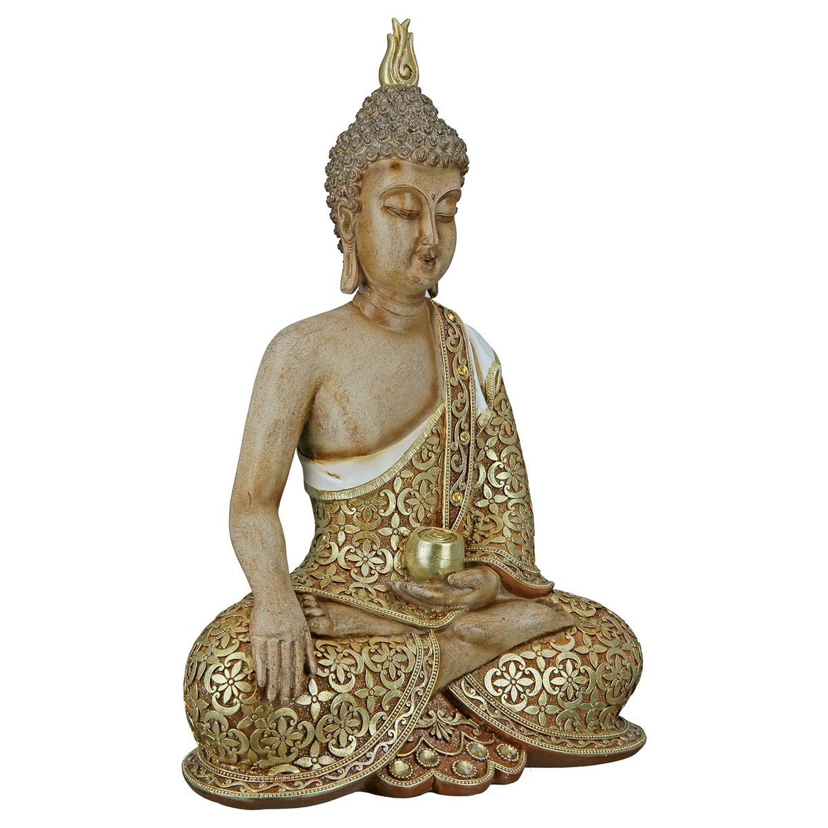 Skulptur, Figur, Buddha MANGALA in braun aus Poly