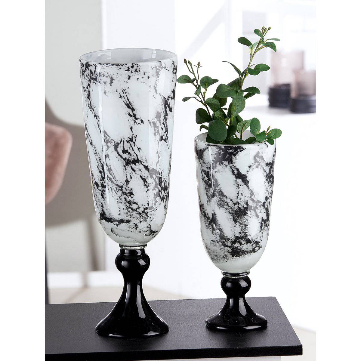 Vase, Blumenvase, Pokal TROPHY in Marmoroptik, aus Glas - HOLE-X-WORLD