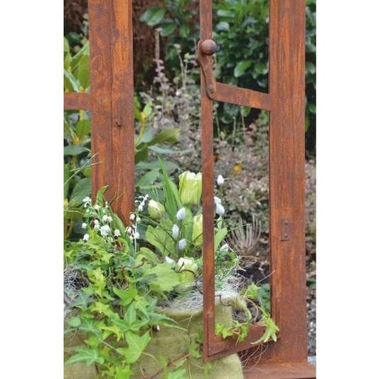 Edelrost Metalldeko Fenster | trendige Gartendeko Vintage Deko