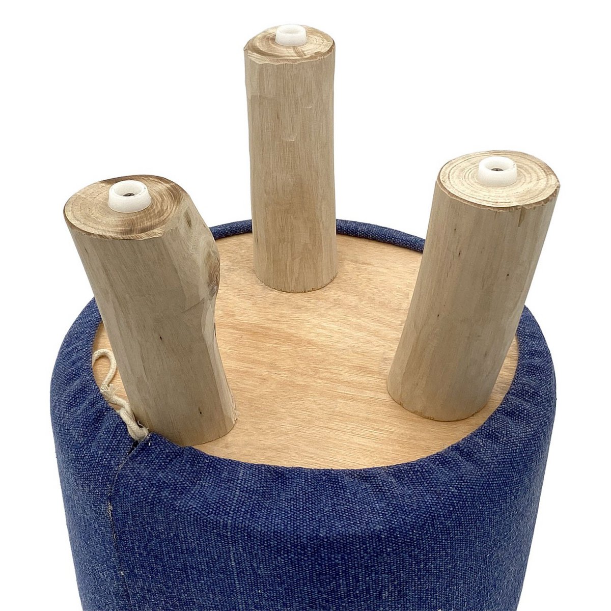 Hocker Stone Washed Ø 35 cm Höhe 45 cm Sitzhocker Pouf Schemel mit Holzfüßen aus Teakholz