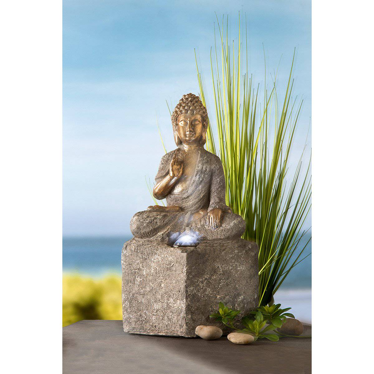 Magnesia LED-Solar Buddha sitzend - HOLE-X-WORLD