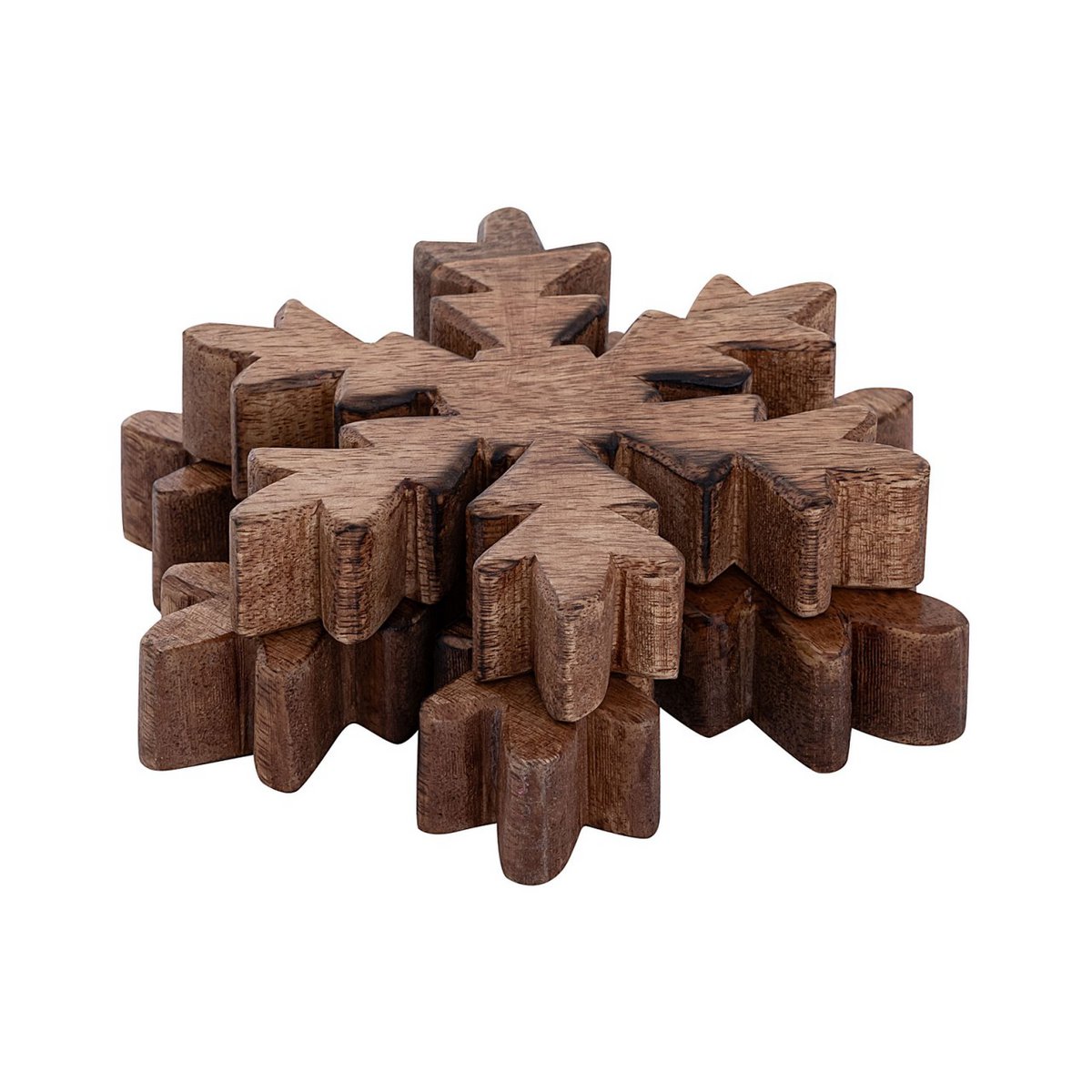 Holzfiguren Schneeflocke 2er Set Dekofigur 18x18cm Weihnachtsdekoration