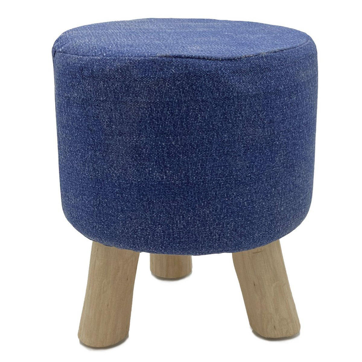 Hocker Stone Washed Ø 35 cm Höhe 45 cm Sitzhocker Pouf Schemel mit Holzfüßen aus Teakholz