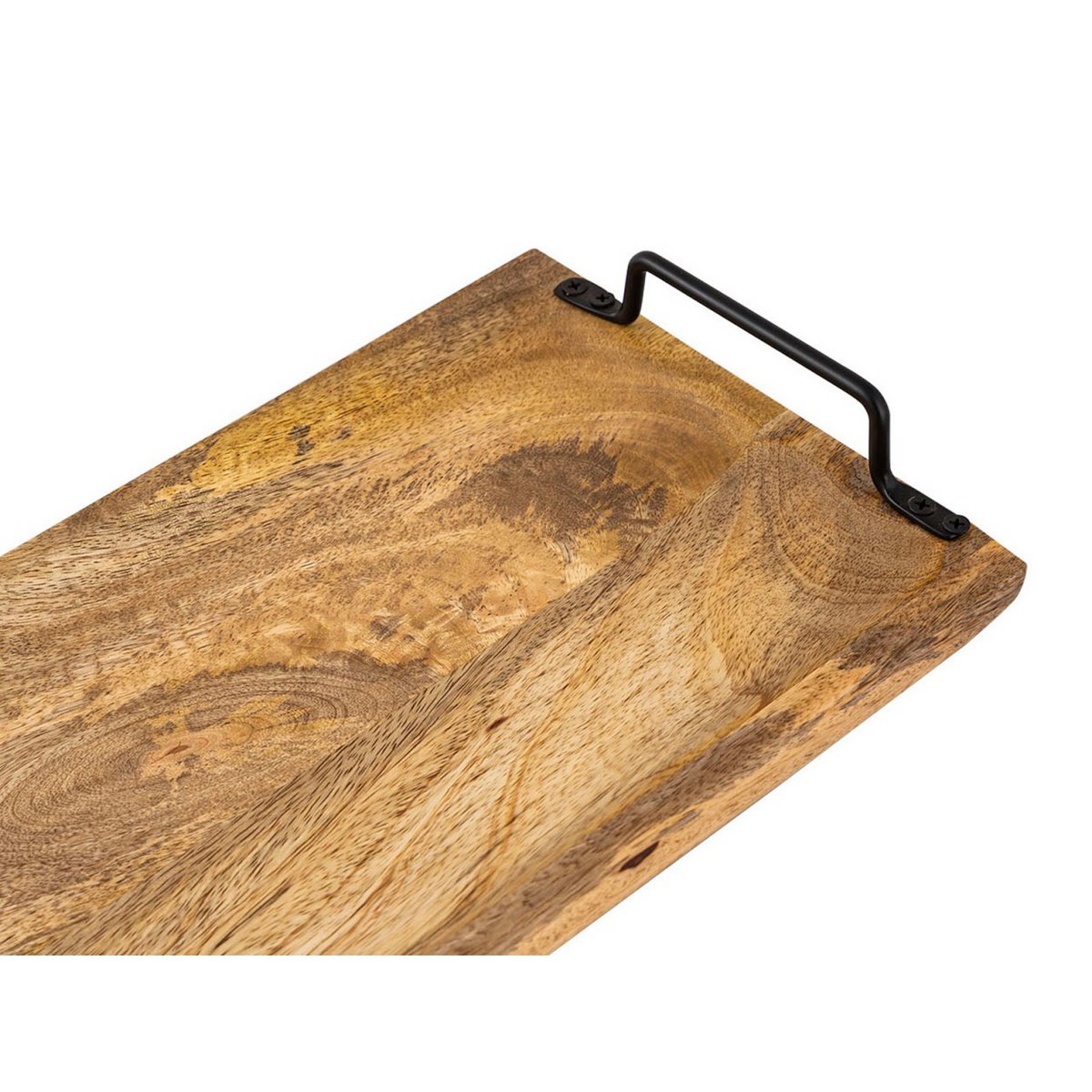 Holztablett Tablett Holz 50x20cm Serviertablett Serviertablett Deko Tablett aus Mangoholz massiv - HOLE-X-WORLD