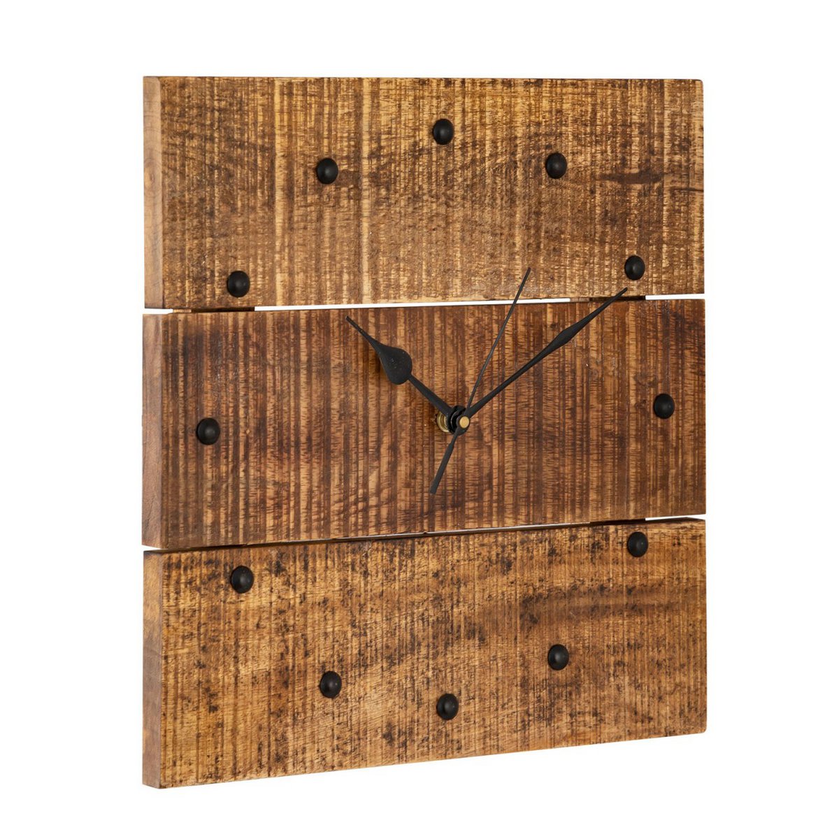 Wanduhr Holzuhr 30x30cm Wanduhr Holz Wohnzimmer lautlos quadratisch aus Mangoholz massiv