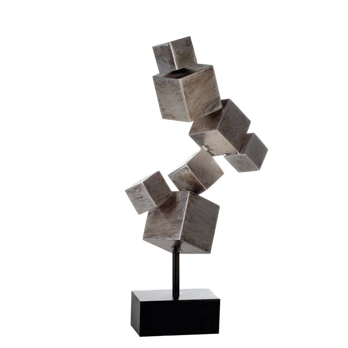 Skulptur, Objekt CUBES in antik-Silber aus Metall - HOLE-X-WORLD