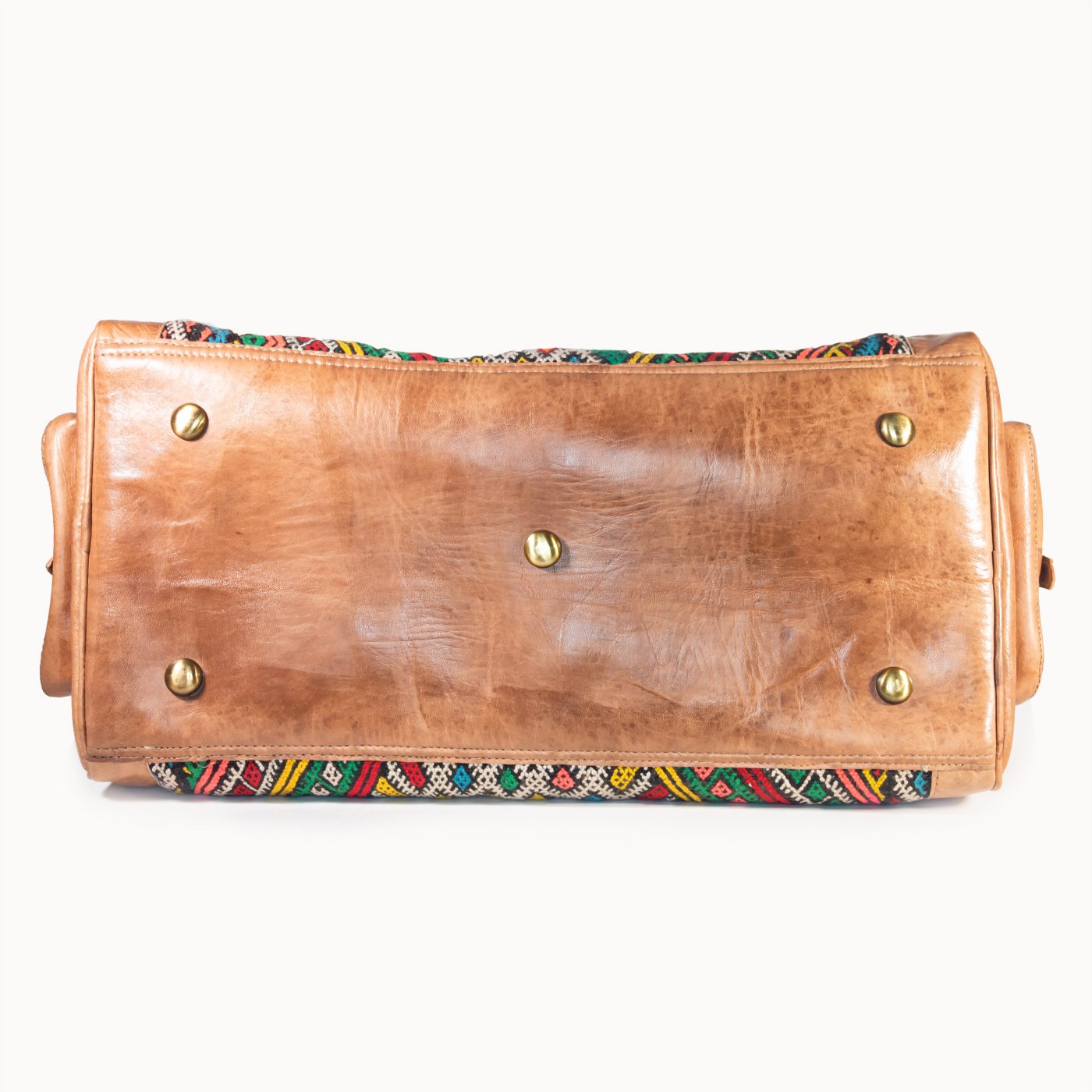 DOENYA Reisetasche 'Kilim S' (natural) aus pflanzlich gegerbtem Leder und echtem marokkanischem Kilim