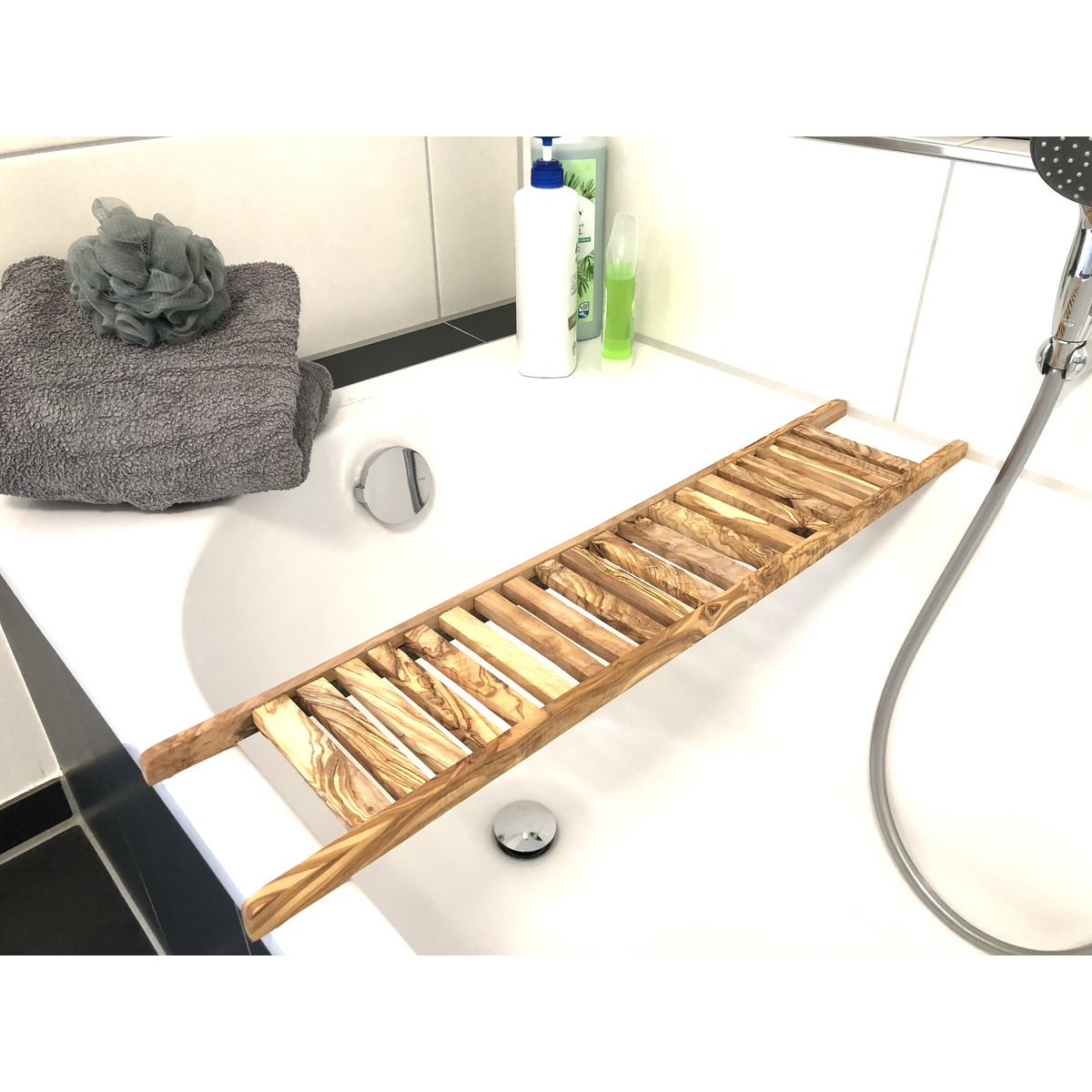 Badewannenablage LUXURY 75 cm aus Olivenholz