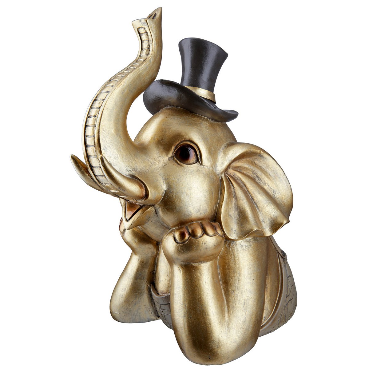 Skulptur, Figur, Objekt Elefant MARONI in Gold, aus Poly