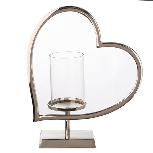 Aluminium/Glas Leuchter "Amor" silber, glänzend H.34cm - HOLE-X-WORLD