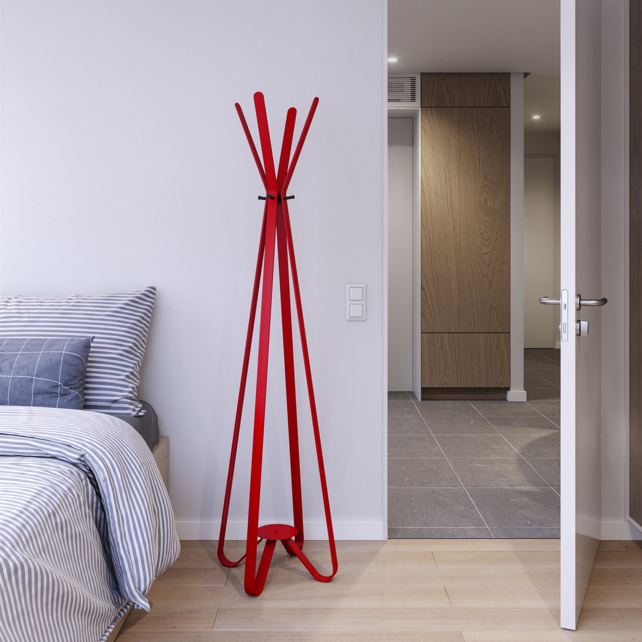 Gorillz Modi - Standing coat rack - Industrial design - 8 hooks - Red