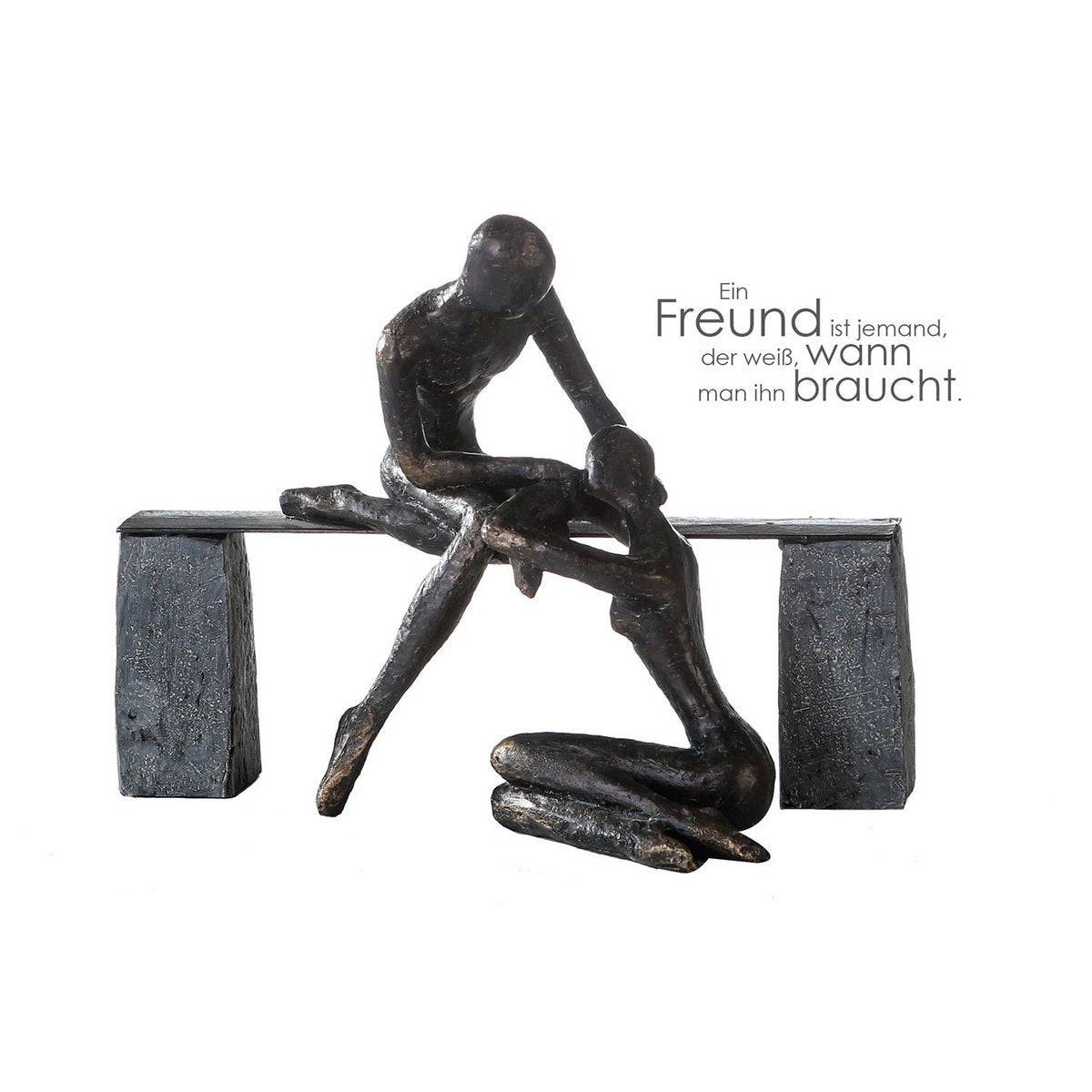 Poly Skulptur "Freundschaft" bronzefarben - HOLE-X-WORLD